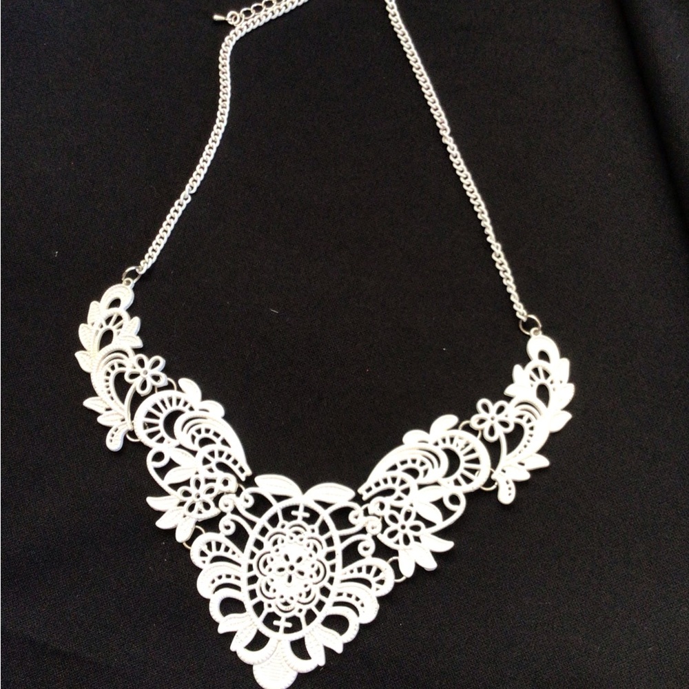 Intricate Silver Floral Necklace